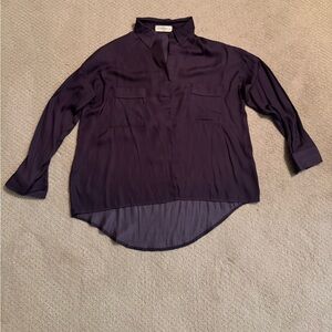Elegant Women's Button Down Shirt in Deep Purple